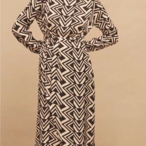 Geometric Black and White Maxi Dress